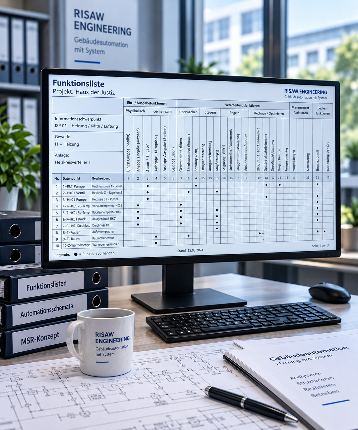 Funktionsliste der Gebäudeautomation
